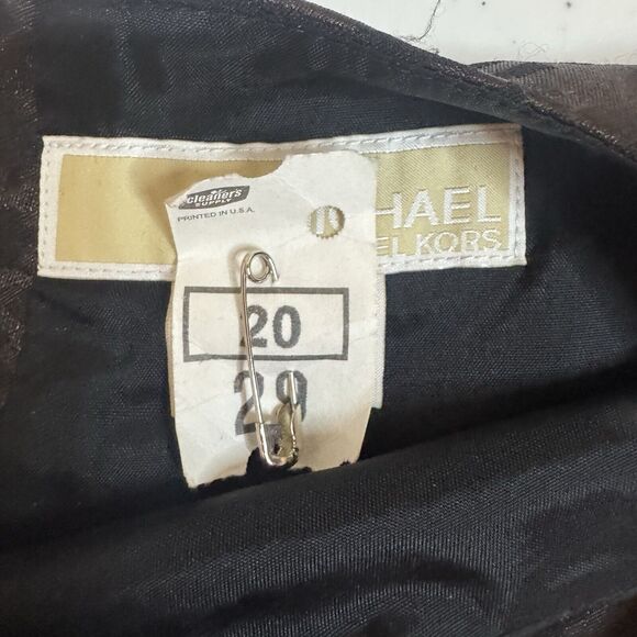 Michael Kors Size 6 Black Brown Animal Print Shiny Sleeveless Shift Dress Lined - Picture 7 of 14